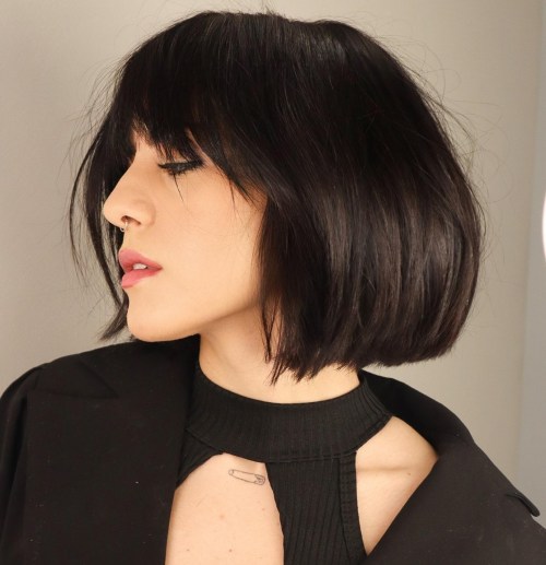 Edgy Thick Blunt Bob with Flyaways