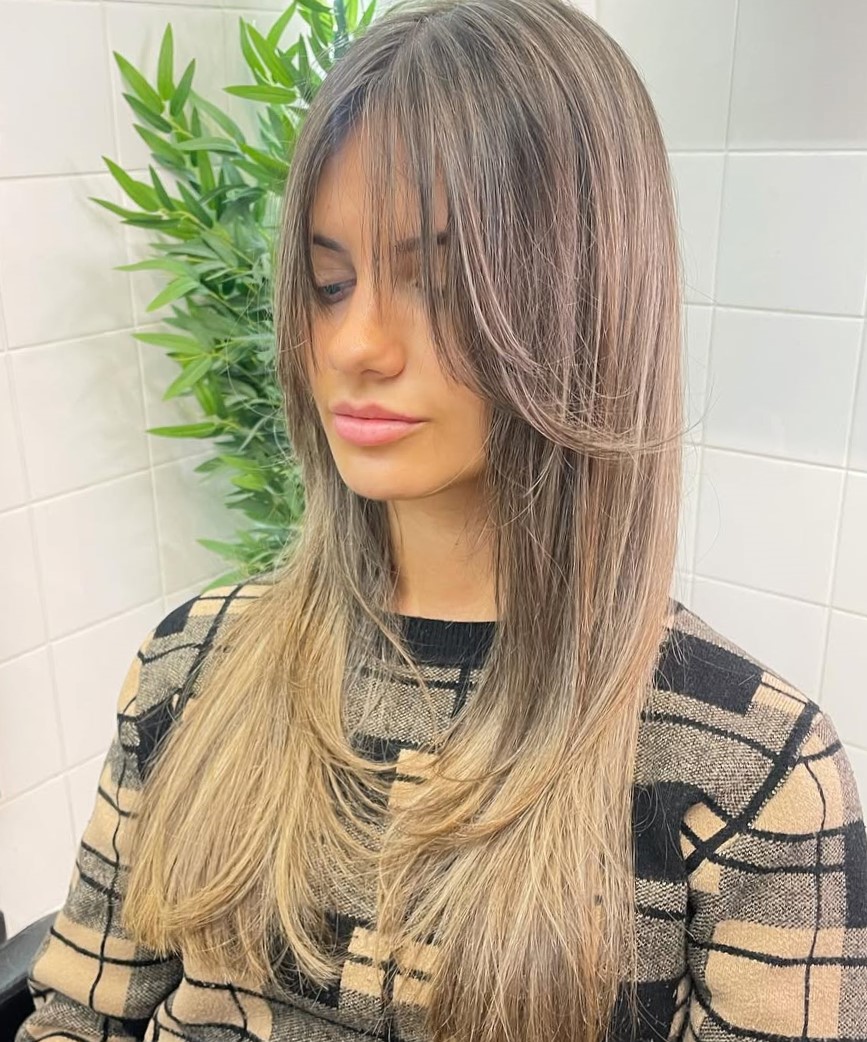 Feathered Fringe Style Long Feathered Cut for Fine Hair