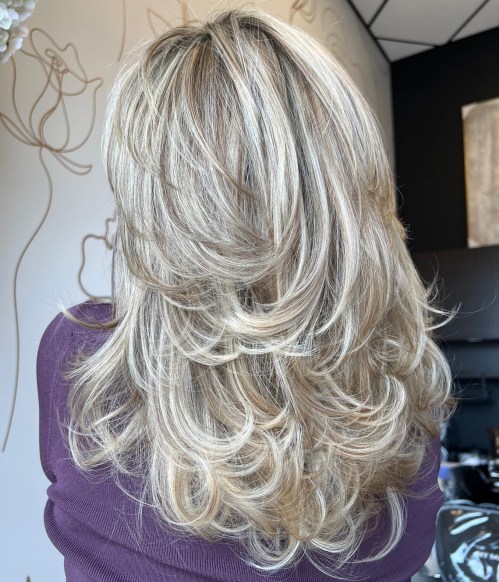 Delicate Feathered Icy Beige Blonde Hair