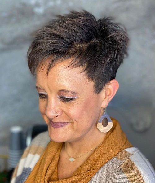 Short Spiky Undercut Hairstyle Over 50