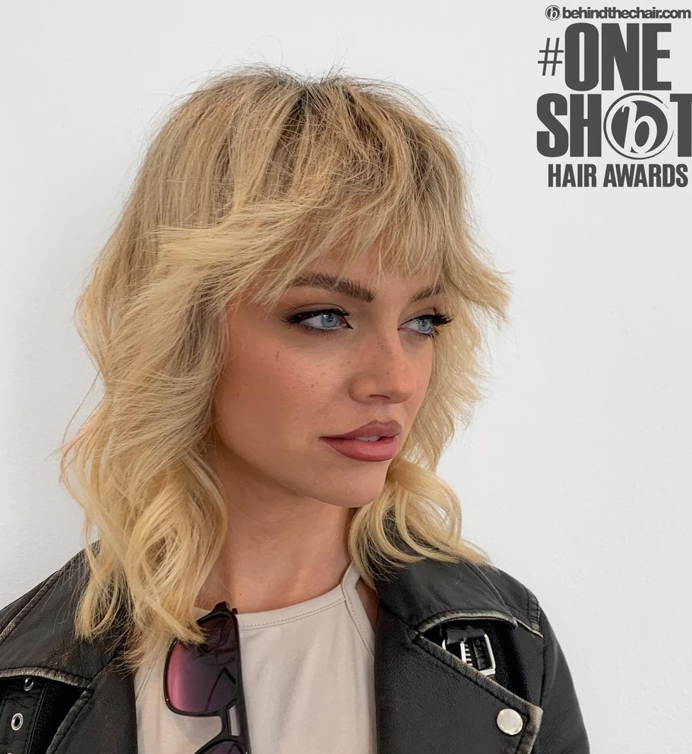 Short Blonde Wolf Cut Medium Length Blonde Wavy Wolf Cut