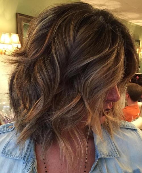 Mid-Length Wavy Layered Bob