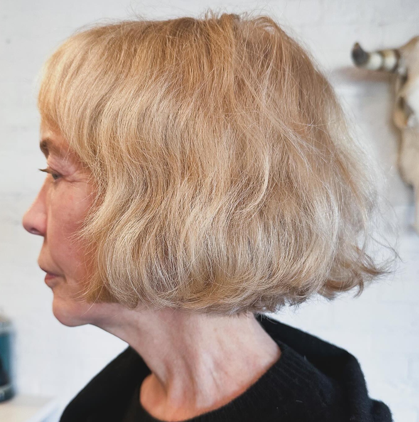 Over Blonde Mid-Length French Bob