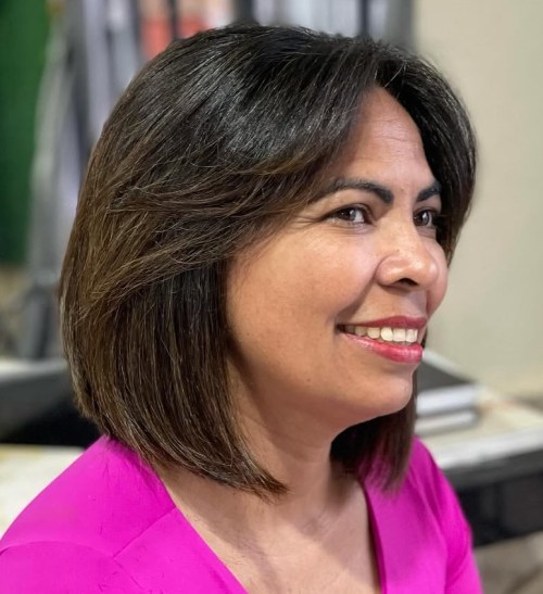 Bob with Layered Bangs for Women Over 50