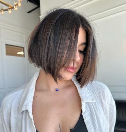 Tousled Chin Length Angled Bob