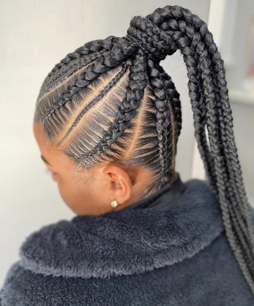 Goddess Braids Wrap Around Ponytail