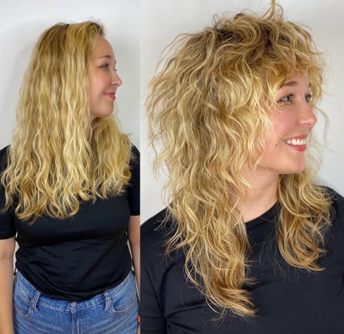 Honey Blonde Wolf Cut Shag