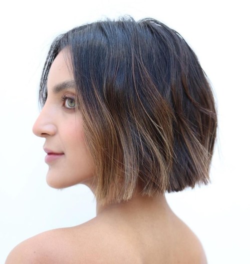 Blunt Black Bob Crop with Bronde Highlights