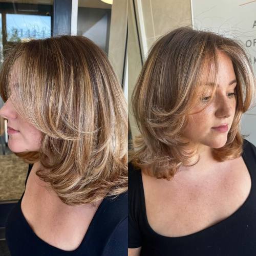 Collarbone Layered Hairstyle for Round Faces