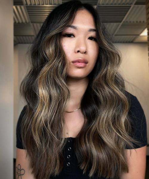 Brunette with Golden Face Framing