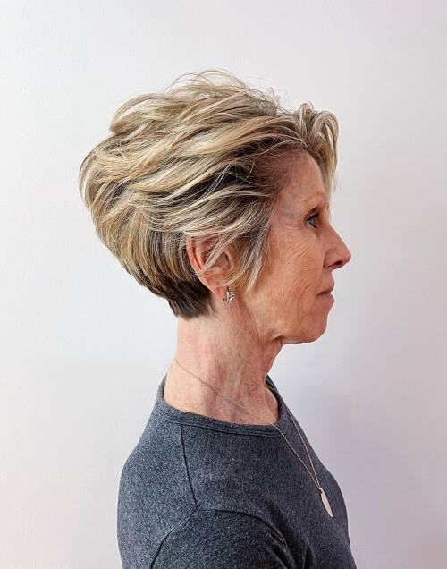 Disheveled Long Blonde Pixie for Seniors