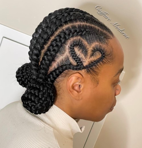 Goddess Braids Bun with Heart Detail