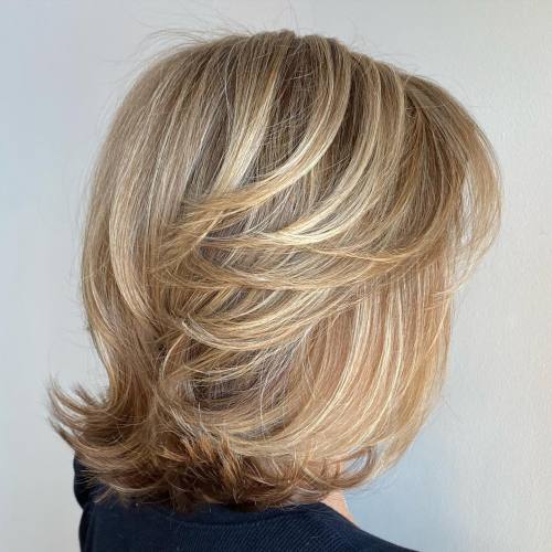 50+ Medium Hairstyle with Flipped-Up Ends