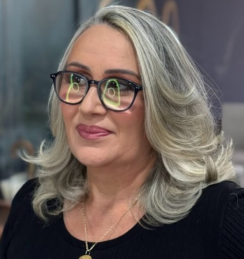 Medium Hair with Swoopy Layers Over 50