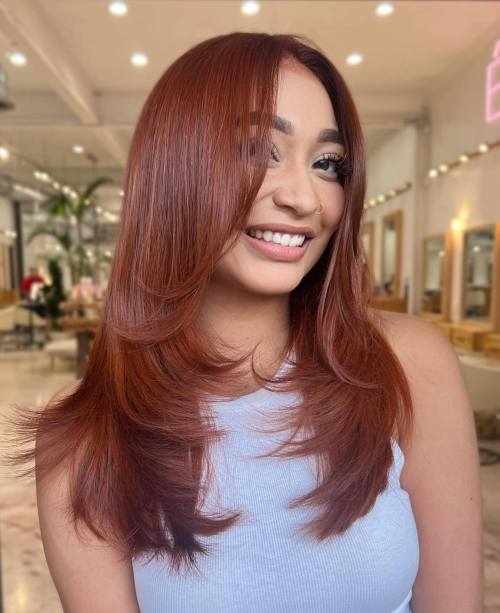 Light Auburn Hair with Dusty Pink Ends