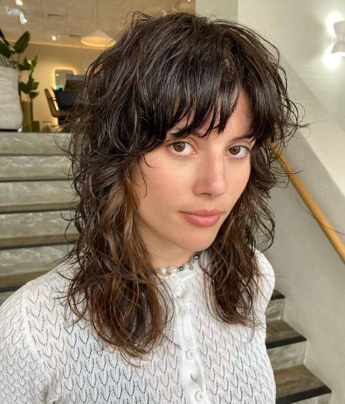 Messy Midi Wolf Cut for Wavy Hair