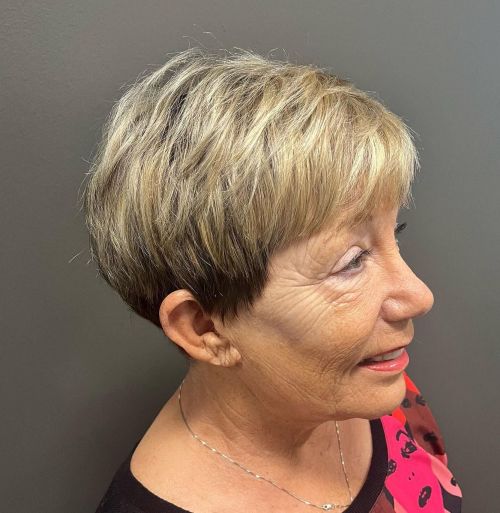 Shaggy Bronde Pixie for Seniors