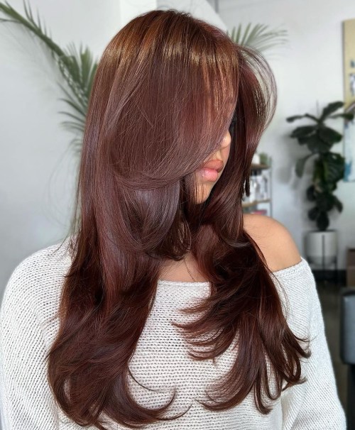Gorgeous Shiny Burgundy Brown Hair