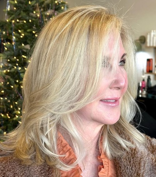 Mid Length Hair with Front Layers Over 50