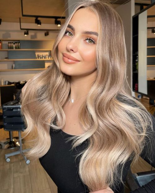 Delicate Beige Blonde Balayage Hair