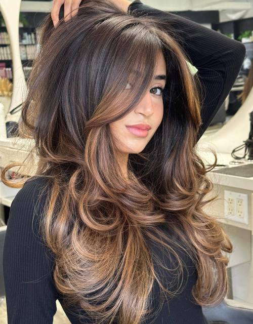 Long Bouncy Layered Brunette Hairstyle