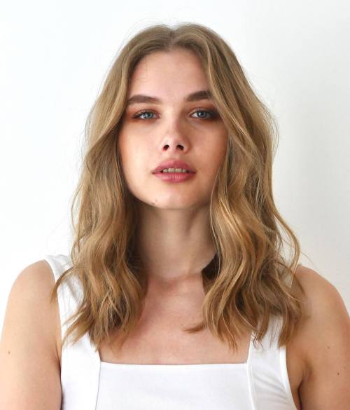 Center Parted Midi Hair With Tousled Waves