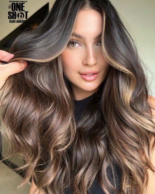 Chocolate and Caramel Balayage Curls