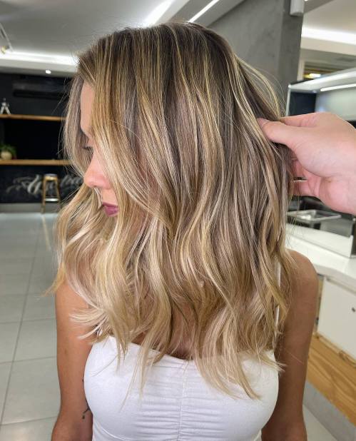 Bronze Blonde Balayage for Dark Hair