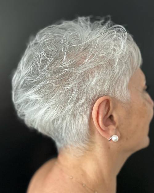 Neat Silver Feathered Undercut Crop