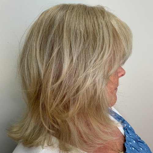 Two Tier Medium Layered Haircut Over 60