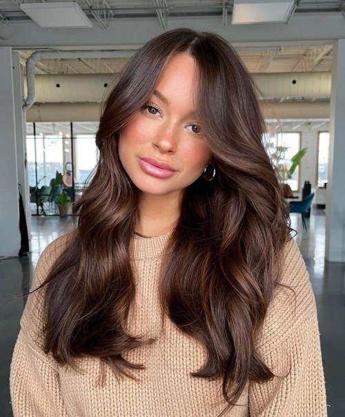 Long Rich Golden Chocolate Hairstyle