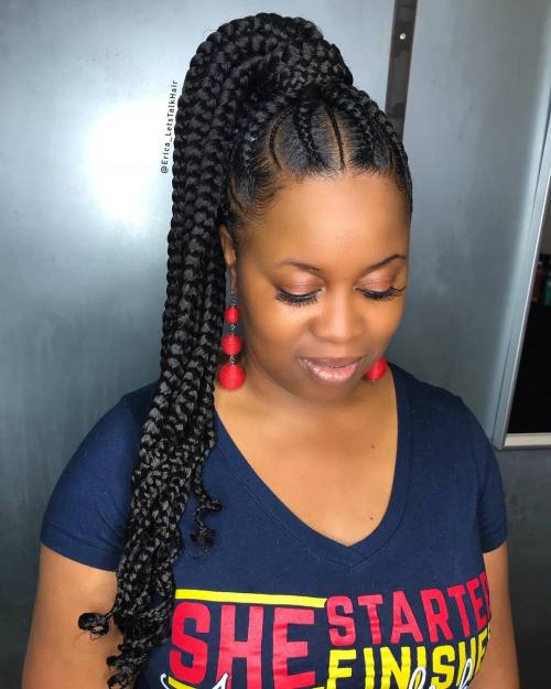 Cornrows To A Wrap Around Ponytail