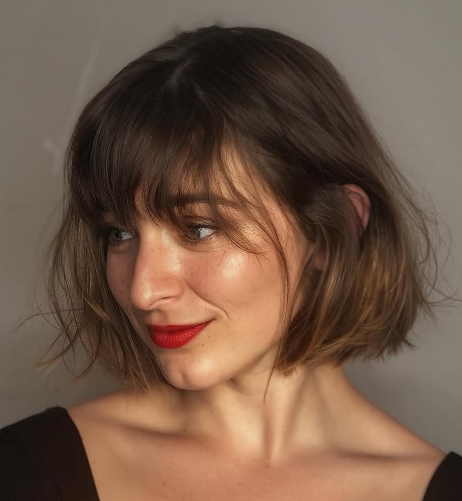 French Bob Jaw-Length French Bob with Bangs