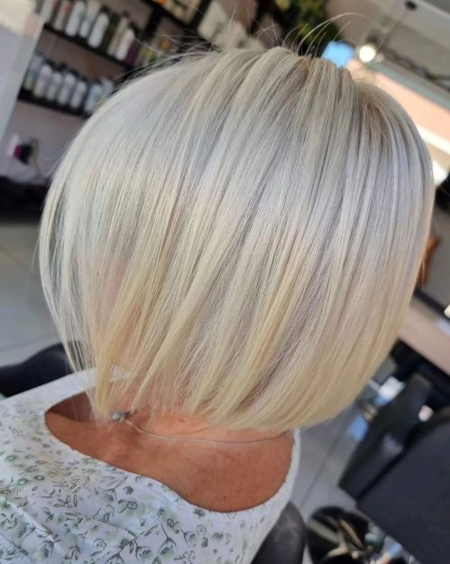 Older Women’s Delicate White Blonde Bob