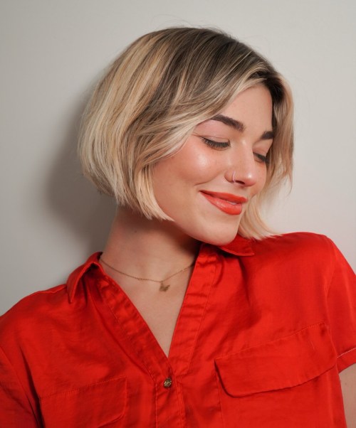 Neat Jaw Length Bob with Face Framing Bangs