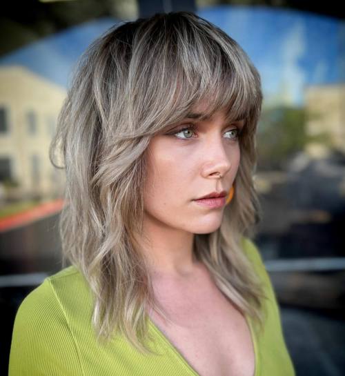 Dirty Blonde Midi Shag with Black Roots