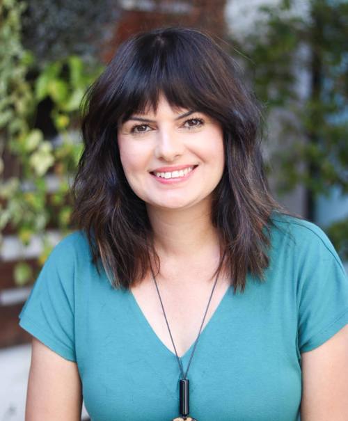 Shaggy Lob with Bangs for Square Faces