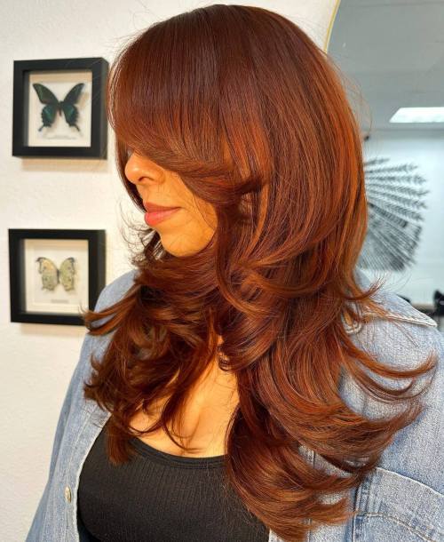 Hot Auburn Layered Hairstyle for Thick Hair