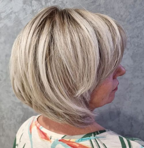 Inverted Bob with Layered Curtain Bangs