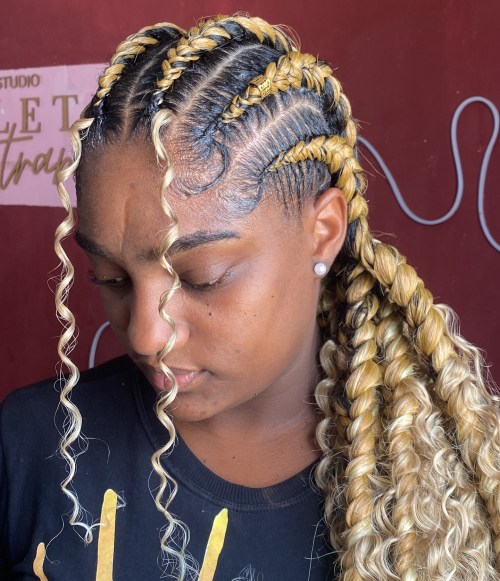 Blonde Goddess Braids with Curls