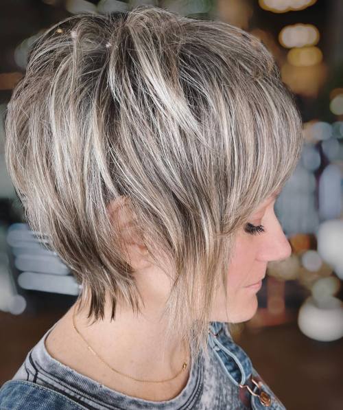Thin Hair Short Shag with Crown Layers