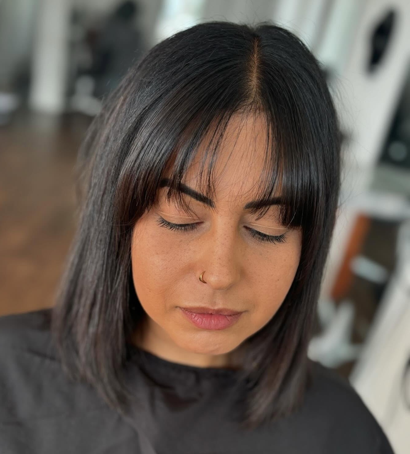 Blunt Curtain Bangs for Straight Hair