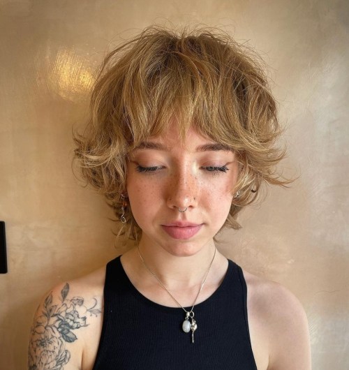 Voluminous Blonde Shaggy Pixie