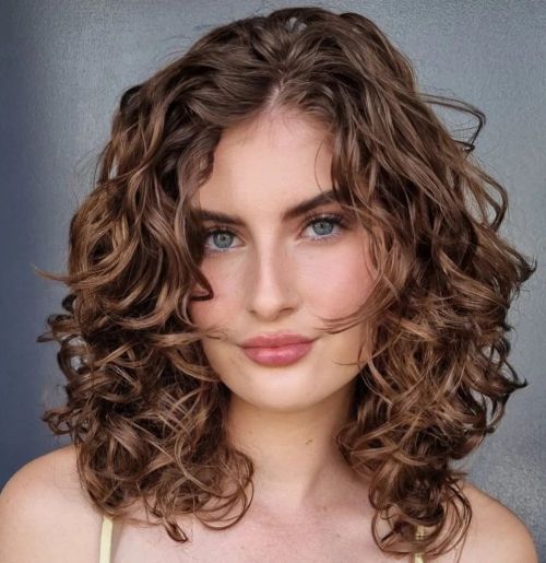 Almond Brown Shag for Wavy Curls