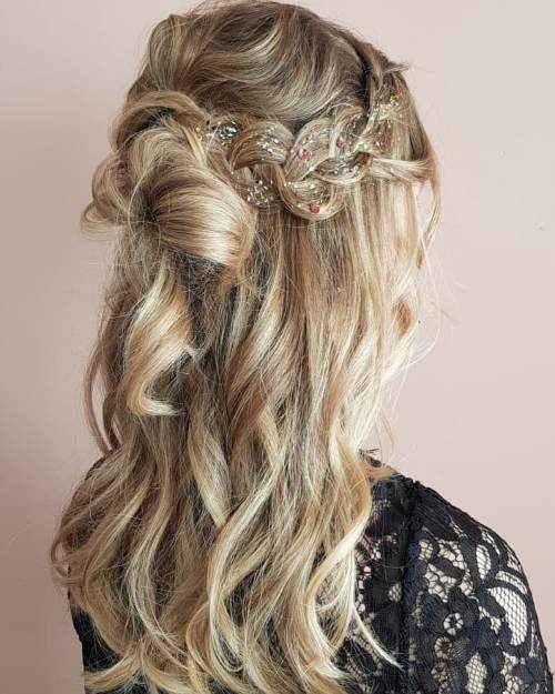 Hairstyle With a Loose Braid Sprayed With Glitter Spray