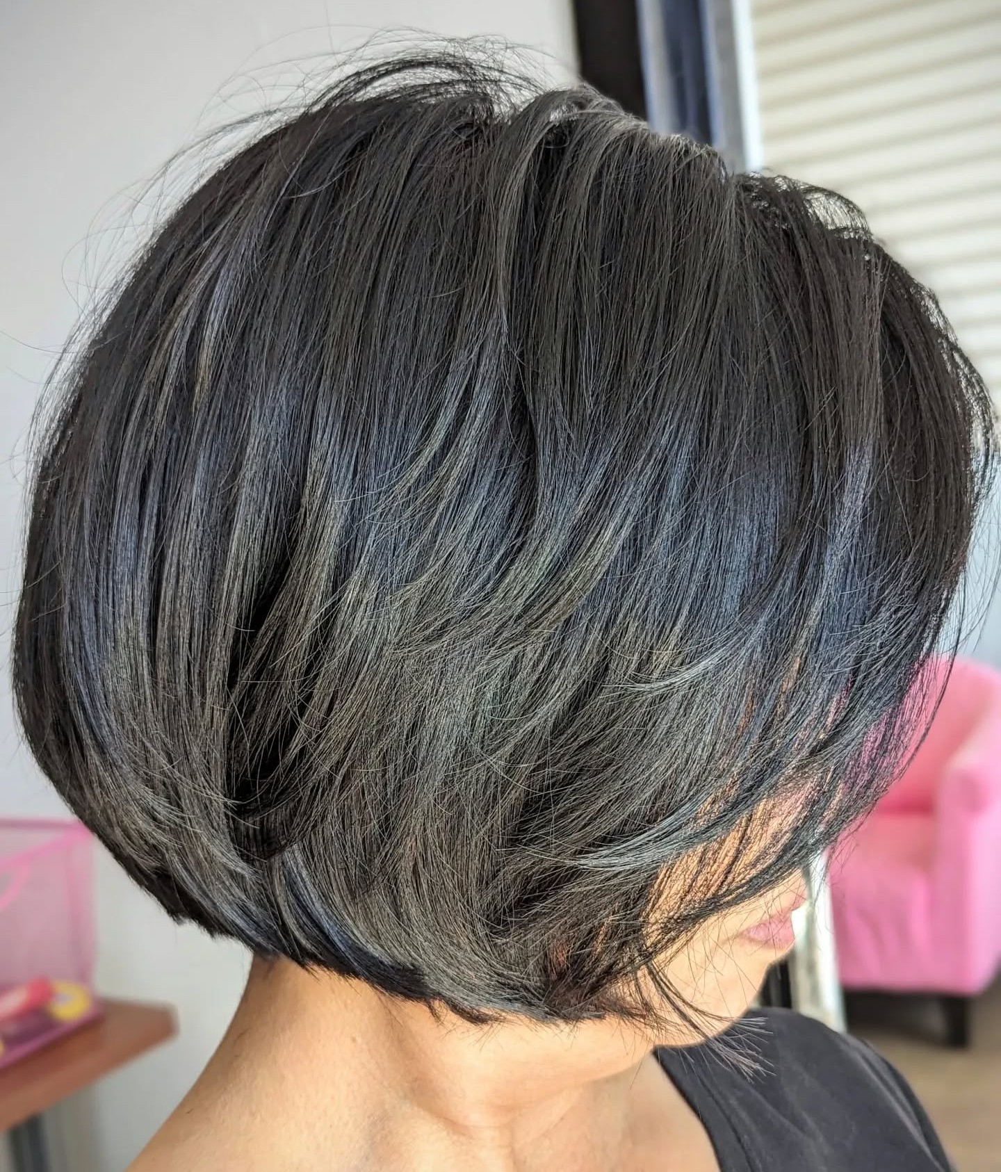 Thick Layered Bob with a Middle Part